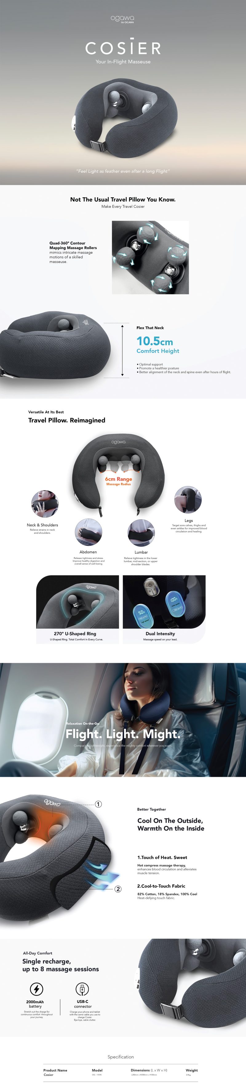 Cosier Cosier Travel Neck Massage Pillow - OGAWA